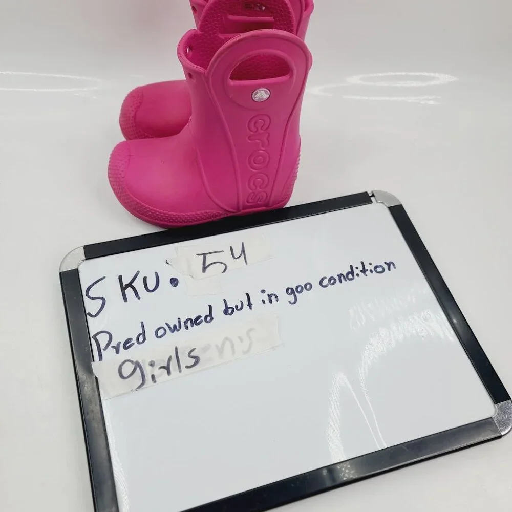 Crocs Girls' Candy Pink Handle It Mid-Calf Pull-On‎ Rain Boots Size US 6